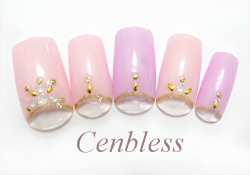 Cenbless　定額ハンドジェルネイル￥5,500コース＜No.h55-011 上品パールフレンチネイル＞