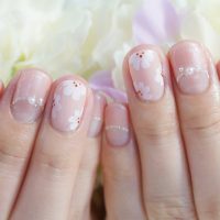 Cenbless　成増フェイシャル＆ネイルサロン　清楚な春色ピンク系手描きフラワーネイル