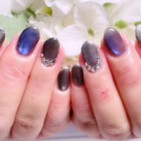 Cenbless　成増フェイシャル＆ネイルサロン　転がるような奥行きのある煌めきのプリズムキャッツアイ＆ブラックキャッツアイネイル