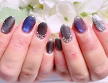 Cenbless　成増フェイシャル＆ネイルサロン　転がるような奥行きのある煌めきのプリズムキャッツアイ＆ブラックキャッツアイネイル
