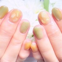 Cenbless　成増フェイシャル＆ネイルサロン　オレンジ＆キウイのような爽やか配色！人気の春ネイル定額デザイン！