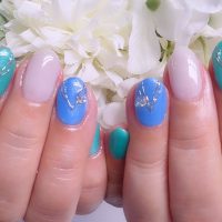 Cenbless　成増フェイシャル＆ネイルサロン　初夏に向けて爽やかなブルー×グリーン配色ネイルで気分UP！