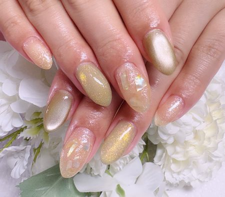 Cenbless　成増フェイシャル＆ネイルサロン　オレンジ＆キウイのような爽やか配色！人気の春ネイル定額デザイン！