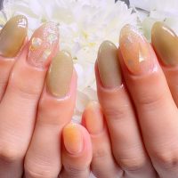 Cenbless　成増フェイシャル＆ネイルサロン　オレンジ＆キウイのような爽やか配色！人気の春ネイル定額デザイン！