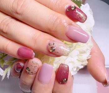 Cenbless　成増フェイシャル＆ネイルサロン　梅雨のネイル定額デザインをワイン＆ライラックカラーにカラーチェンジ