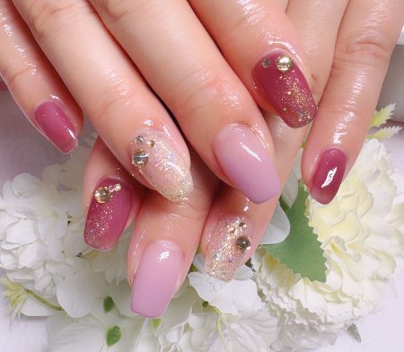 Cenbless　成増フェイシャル＆ネイルサロン　梅雨のネイル定額デザインをワイン＆ライラックカラーにカラーチェンジ