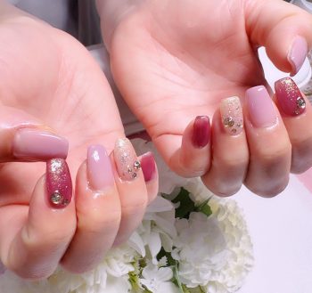 Cenbless　成増フェイシャル＆ネイルサロン　梅雨のネイル定額デザインをワイン＆ライラックカラーにカラーチェンジ
