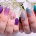 Cenbless　成増フェイシャル＆ネイルサロン　左右アシンメトリーネイル♪梅雨時期にもぴったりなパープル×グリーンの紫陽花カラー