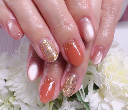 Cenbless　成増フェイシャル＆ネイルサロン　大好きなテラコッタカラーで♪大人気定額ネイルのアレンジでお洒落なお手元に！