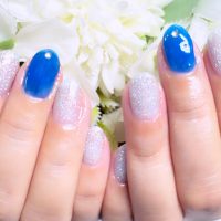 Cenbless　成増フェイシャル＆ネイルサロン　季節感先取りネイル！ブルーシースルー×オーロララメ