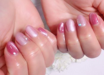 Cenbless　成増フェイシャル＆ネイルサロン　華やかなピンク配色♪キャッツアイネイルを上品に！
