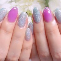 Cenbless　成増フェイシャル＆ネイルサロン　透け感のあるライラックカラー×クリアブルーが涼しさを演出！梅雨ネイル