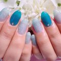 Cenbless　成増フェイシャル＆ネイルサロン　大人気カラーのエメラルドグリーンのシースルー！クリアラメと合わせて涼し気なネイル
