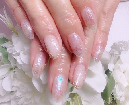 Cenbless　成増フェイシャル＆ネイルサロン　モヤモヤ気分も穏やかに＆キラキラに！涼しい煌めき☆クリア系オーロラネイル