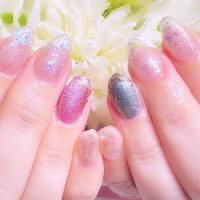Cenbless　成増フェイシャル＆ネイルサロン　やわらかニュアンスのキラキラ定額ネイルデザインをカラーチェンジ！