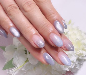 Cenbless　成増フェイシャル＆ネイルサロン　涼し気なブルー系ネイル！マグネット×カラグラ×ラメグラネイル