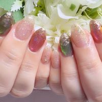 Cenbless　成増フェイシャル＆ネイルサロン　推し色で気分を高めて♪舞台観劇に向けたグリーン×ピンクのイベントネイル
