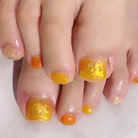 成増徒歩3分のフェイシャルエステ・ネイルサロン ビューティスタジオCenbless（センブレス）　フレッシュなビタミンカラーを艶消しマットで♪夏のビタミンカラーフットネイル