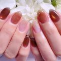 Cenbless　成増フェイシャル＆ネイルサロン　アンティークな雰囲気漂うブラウン系ネイル！シースルー×プリズムマグネットネイル