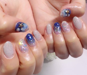 成増徒歩3分女性限定サロン｜フェイシャル・プラズマ・ネイル ビューティスタジオCenbless（センブレス）　水中のきらめきを閉じ込めた 海＆波のリゾートネイル