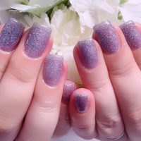 Cenbless　成増フェイシャル＆ネイルサロン　パープルみブルーのクリアラメワンカラーネイル