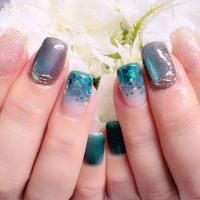 Cenbless　成増フェイシャル＆ネイルサロン　晩夏の煌めきネイル☆エメラルドグリーンのキャッツアイ