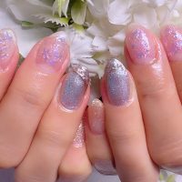 成増徒歩3分女性限定サロン｜フェイシャル・プラズマ・ネイル ビューティスタジオCenbless（センブレス）　夏の終わりも涼やかに！オーロラシルバー×アイスブルーネイル