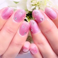Cenbless　成増フェイシャル＆ネイルサロン　上品ピンクネイルにクリスタルストーンの煌めき♪