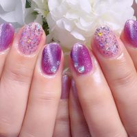 Cenbless　成増フェイシャル＆ネイルサロン　パープルキャッツアイ×ライラックホロで楽しむ、大人の晩夏ネイル
