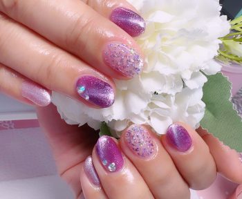 Cenbless　成増フェイシャル＆ネイルサロン　パープルキャッツアイ×ライラックホロで楽しむ、大人の晩夏ネイル