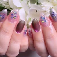 成増徒歩3分女性限定サロン｜フェイシャル・プラズマ・ネイル ビューティスタジオCenbless（センブレス）　プリズムマグネット×偏光オーロラ 黒×ピンクで魅せるキラキラネイル