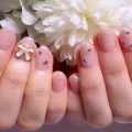 Cenbless　成増フェイシャル＆ネイルサロン　大人可愛い韓国風ピンクネイル ―リボン＆ストーンで華やかに♪