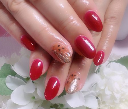 Cenbless 成増フェイシャル&ネイルサロン 秋色ブラウン×レッドの上品ニュアンスネイル♪異素材MIXで大人の深みを