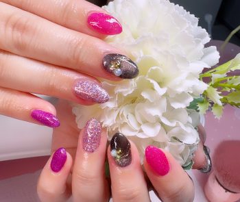成増徒歩3分のフェイシャルエステ・ネイルサロン ビューティスタジオCenbless（センブレス）　ピンク×パープル×ブラック！娘ちゃん発リクエストのハロウィンネイル♪