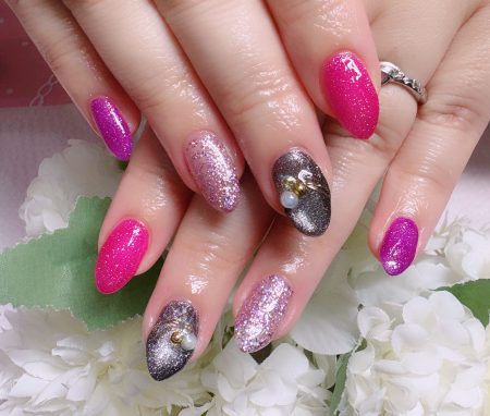 成増徒歩3分のフェイシャルエステ・ネイルサロン ビューティスタジオCenbless（センブレス）　ピンク×パープル×ブラック！娘ちゃん発リクエストのハロウィンネイル♪