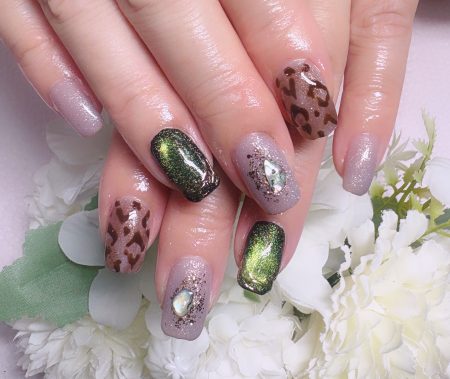 成増徒歩3分女性限定サロン｜フェイシャル・プラズマ・ネイル ビューティスタジオCenbless（センブレス）　バースデーネイルは秋色レオパードで贅沢に☆