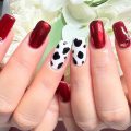 成増徒歩3分のフェイシャルエステ・ネイルサロン ビューティスタジオCenbless（センブレス）　ボルドー×ダルメシアンで秋モードに♪華やかアレンジネイル