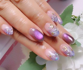 Cenbless　成増フェイシャル＆ネイルサロン　青みパープルが魅せる大人ハロウィンネイル☆プリズムキャッツアイでほんのりシックに