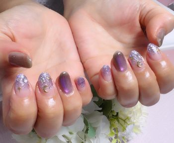 Cenbless　成増フェイシャル＆ネイルサロン　青みパープルが魅せる大人ハロウィンネイル☆プリズムキャッツアイでほんのりシックに