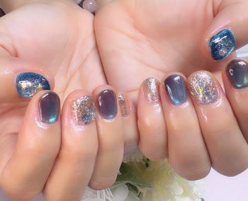 成増徒歩3分女性限定サロン｜フェイシャル・プラズマ・ネイル ビューティスタジオCenbless（センブレス）　沖縄旅行にあわせてカラーチェンジ！深海のようなプリズムマグネットネイル