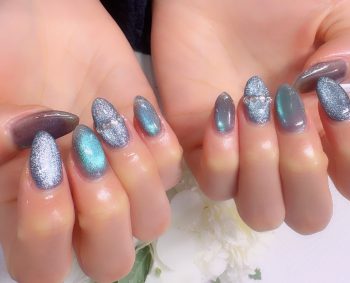 成増徒歩3分女性限定サロン｜フェイシャル・プラズマ・ネイル ビューティスタジオCenbless（センブレス）　深海ブルーの揺らめき。ブルーマグネットのニュアンスネイル♪