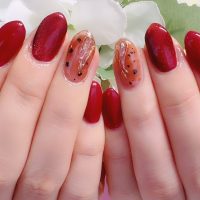 Cenbless　成増フェイシャル＆ネイルサロン　秋らしいテラコッタカラー×異素材MIXネイル