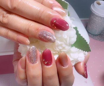 Cenbless　成増フェイシャル＆ネイルサロン　チュールなワインカラーで大人可愛いクリスマスネイル