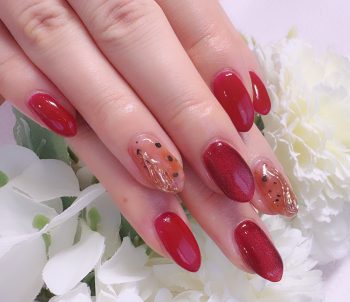 Cenbless　成増フェイシャル＆ネイルサロン　秋らしいテラコッタカラー×異素材MIXネイル