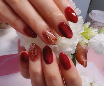 Cenbless　成増フェイシャル＆ネイルサロン　秋らしいテラコッタカラー×異素材MIXネイル