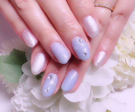 Cenbless　成増フェイシャル＆ネイルサロン　スミレ色が美しい。雪の結晶がきらめく冬の先取りネイル♪