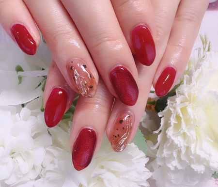 Cenbless　成増フェイシャル＆ネイルサロン　秋らしいテラコッタカラー×異素材MIXネイル