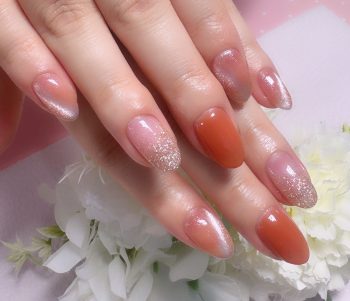 Cenbless　成増フェイシャル＆ネイルサロン　ご新規様のカラーチェンジネイル♪上品なテラコッタ＆キャッツアイ！