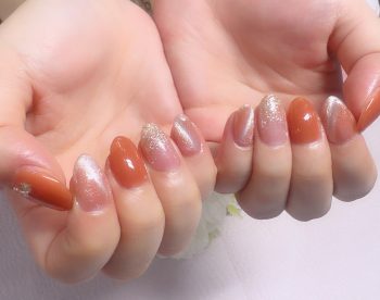 Cenbless　成増フェイシャル＆ネイルサロン　ご新規様のカラーチェンジネイル♪上品なテラコッタ＆キャッツアイ！