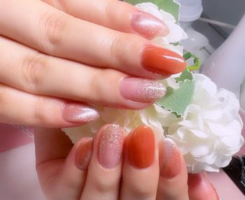 Cenbless　成増フェイシャル＆ネイルサロン　ご新規様のカラーチェンジネイル♪上品なテラコッタ＆キャッツアイ！